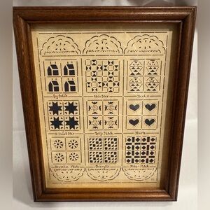 Vintage Patchwork Quilt Sew Pattern Framed Scherenschnitte Art